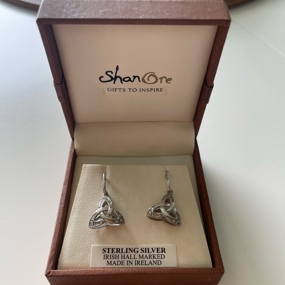 Celtic Stone Set Trinity Knot Earrings - Picture 2 of 3